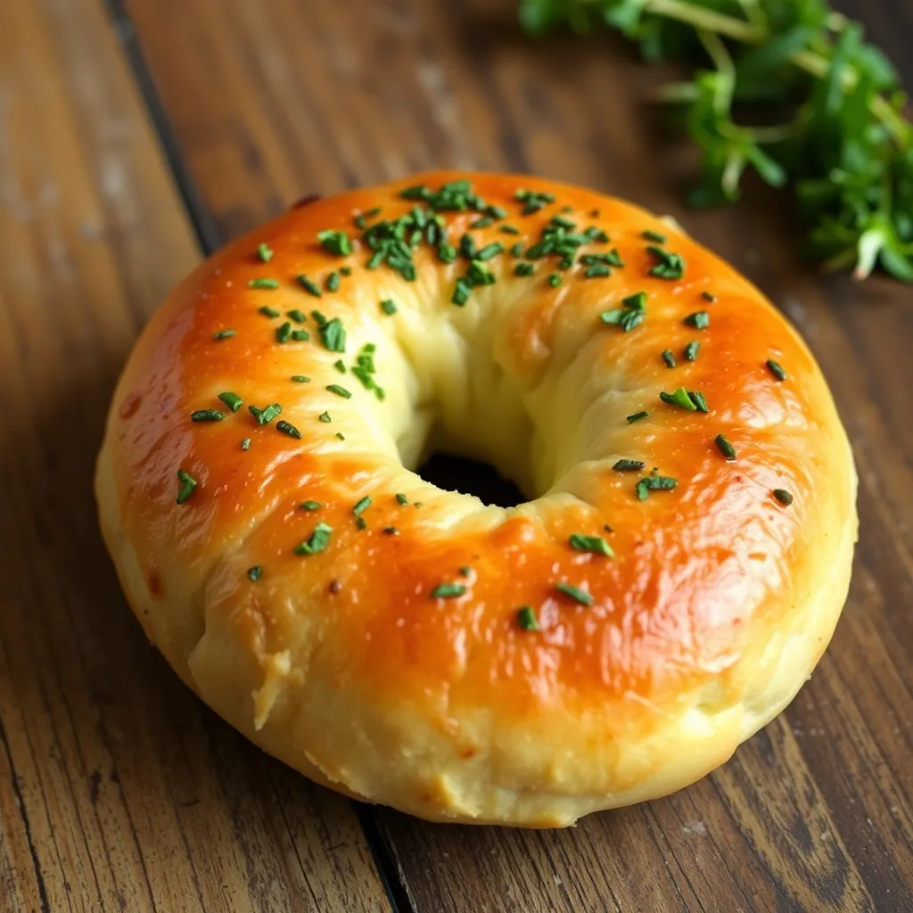 "Freshly baked sourdough bagel cut in half, showcasing a soft interior and perfect texture."